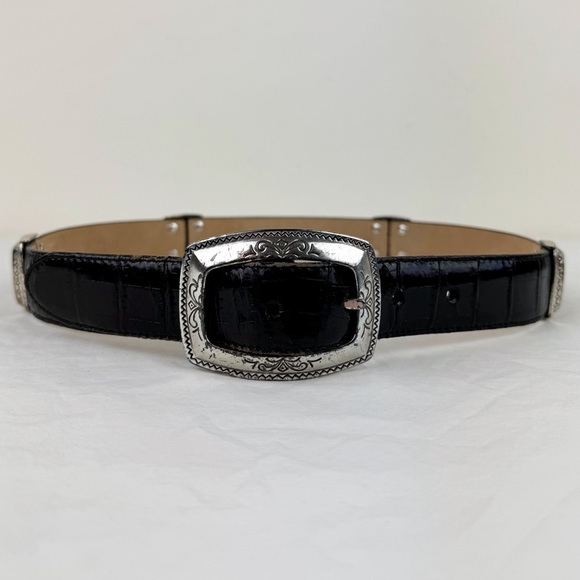 Brighton Black & Brown Alligator Embossed Belt - Picture 1 of 9